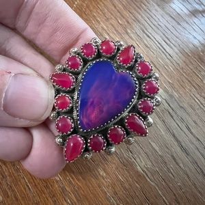 Krush kandy boutique sterling silver galaxy opal heart cluster ring